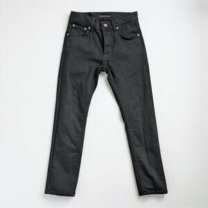 SALE Nudie Jeans Grim Tim W29 L28 Slim Straight Dry Everblack Button Fly Black